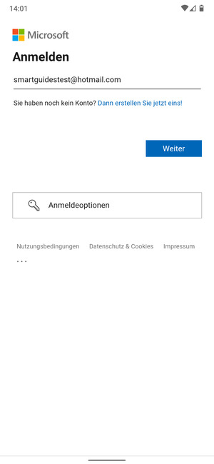 Geben Sie Ihre E-Mail-Adresse ein und wählen Sie Weiter