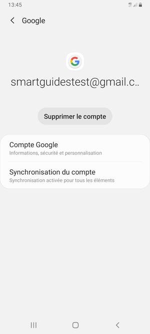 Sélectionnez Synchronisation du compte