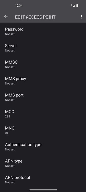 Scroll down and enter MMS information