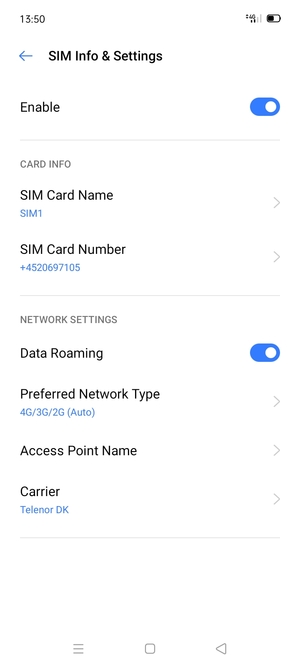 Turn Data Roaming on or off
