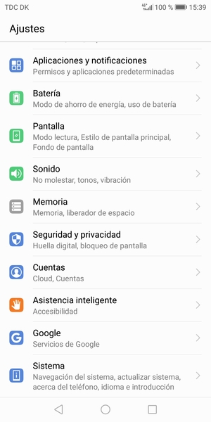Desplácese y seleccione Cuentas