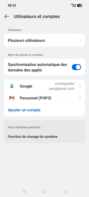Sélectionnez votre compte Google