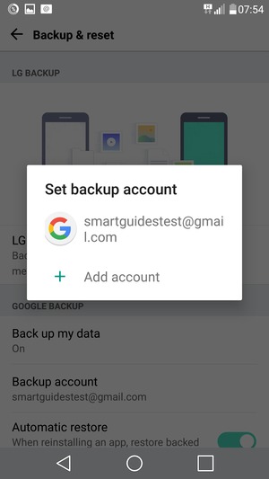 Select your backup account