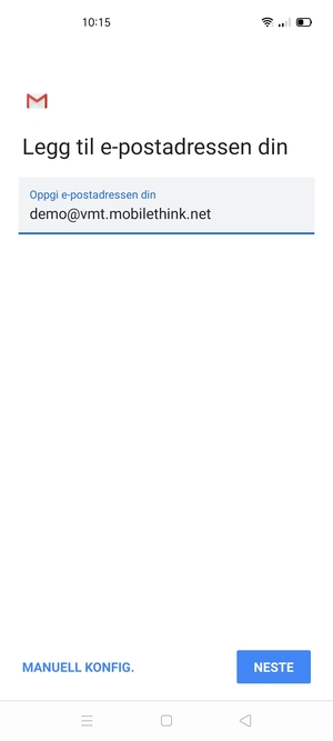 Skriv inn e-postadresse og velg NESTE