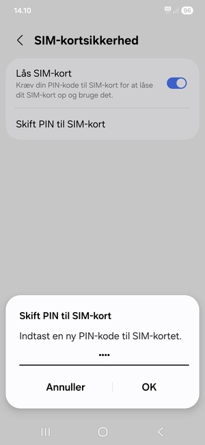 Indtast din Nye PIN-kode til SIM-kort og vælg OK