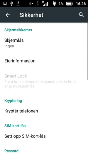 Velg Skjermlås