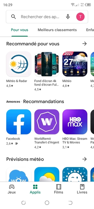 Sélectionnez la barre de Recherche