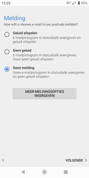Selecteer uw voorkeursoptie en selecteer VOLGENDE