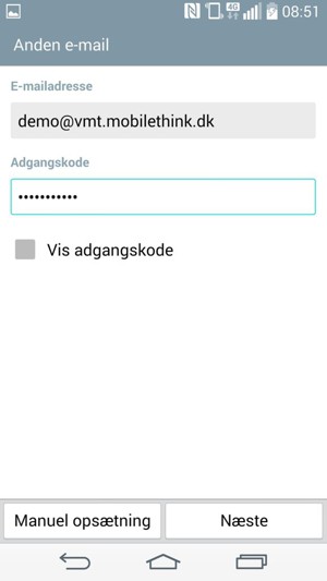 Indtast din E-mailadresse og din Adgangskode. Vælg Næste