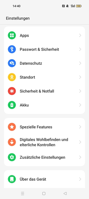Scrollen Sie und wählen Sie Passwort & Sicherheit