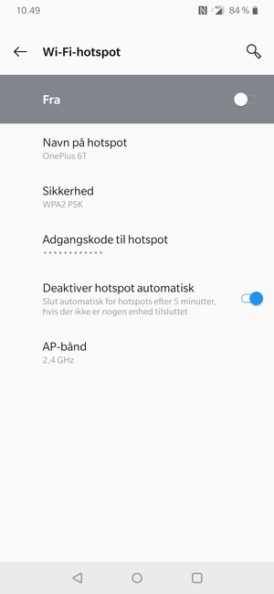 Vælg Adgangskode til hotspot