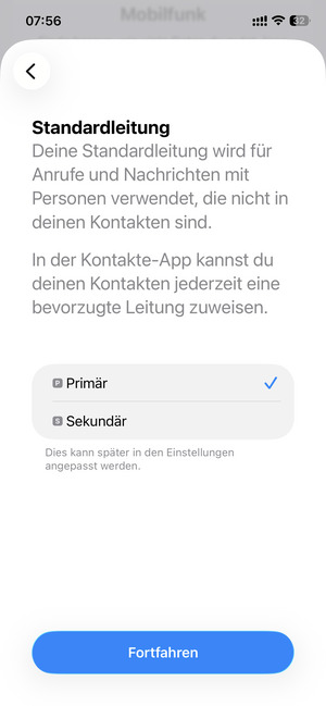 Wählen Sie die gewünschte Option und wählen Sie Fortfahren
