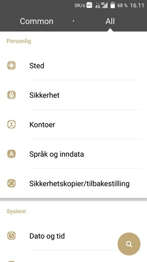 Bla til og velg Sikkerhet