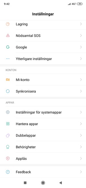 Scrolla till och välj Synkronisera