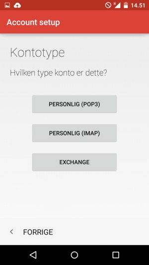 Velg PERSONLIG (POP3) eller PERSONLIG (IMAP)