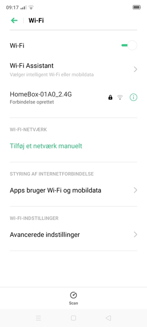 Vælg det trådløse netværk, du ønsker at oprette forbindelse til