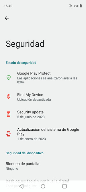 Seleccione Bloqueo de pantalla