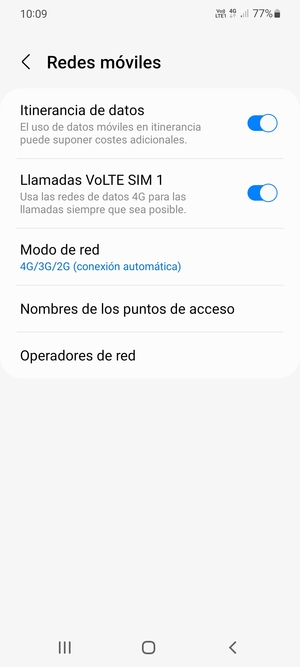 Activar o desactivar Itinerancia de datos
