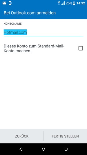 Geben Sie Ihrem Konto einen Namen und wählen Sie FERTIG STELLEN