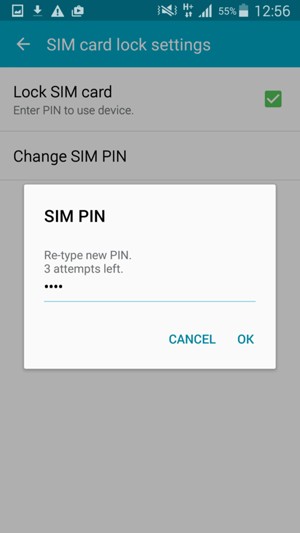Confirm your new SIM PIN and select OK