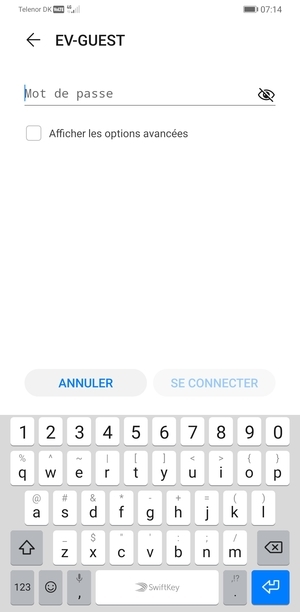 Saisissez le mot de passe du Wi-Fi et sélectionnez SE CONNECTER