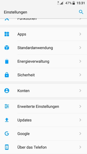 Scrollen Sie und wählen Sie Updates
