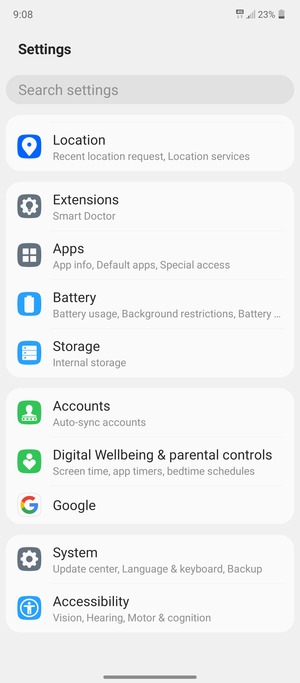 Scroll to and select System