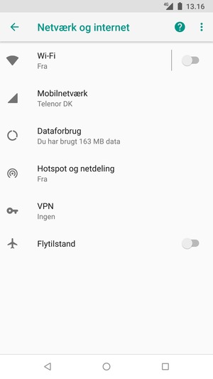 Vælg Mobilnetværk