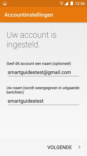 Geef uw account een naam en voer uw naam in. Selecteer VOLGENDE