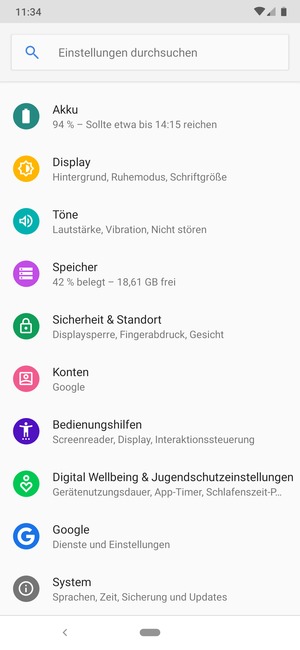 Scrollen Sie und wählen Sie System