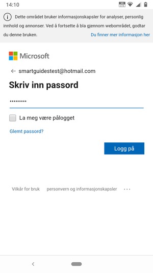 Skriv inn passord og velg Logg på