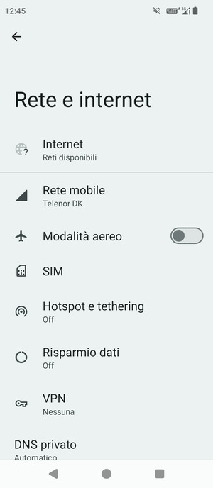 Seleziona Rete mobile