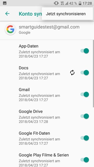 Wählen Sie Jetzt synchronisieren