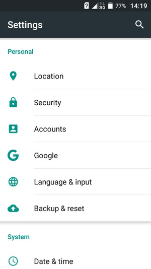 Scroll to and select Security