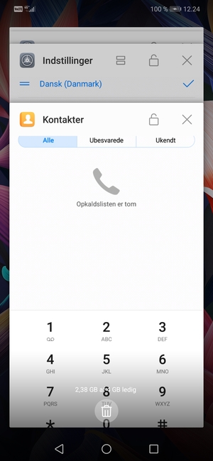 Vælg Slet-ikonet for at lukke alle åbne apps