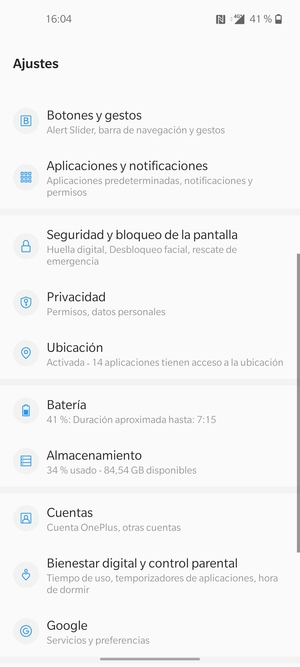 Desplácese y seleccione Seguridad y bloqueo de la pantalla