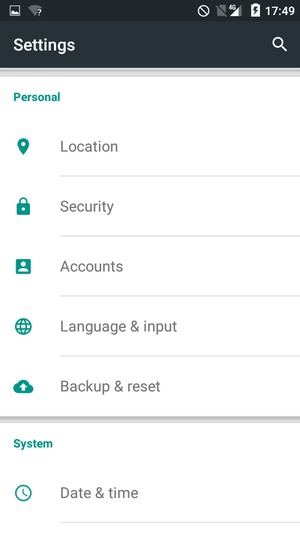Scroll to and select Security
