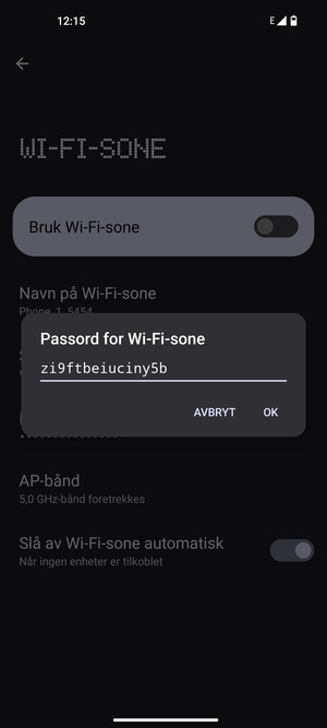 Skriv inn et Wi-Fi hotspot-passord på minst 8 tegn og velg OK