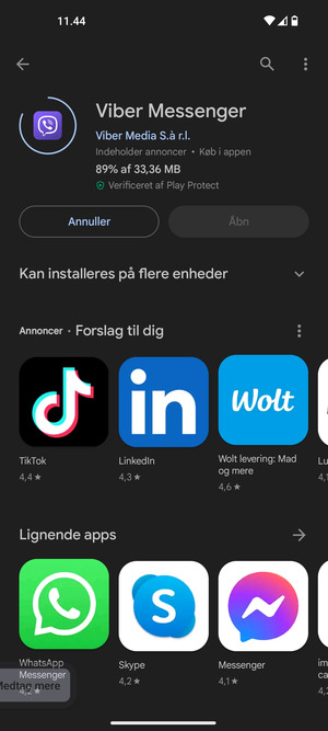 Afvent at installeringen er afsluttet