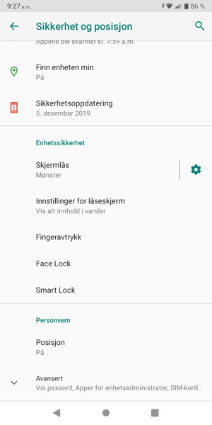 For å bytte PIN-koden til SIM-kortet, bla til og velg Avansert
