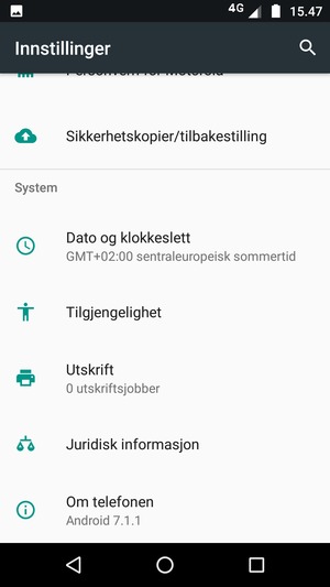 Bla til og velg Om telefonen
