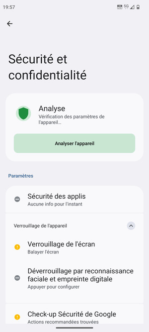 Sélectionnez Verrouillage de l'écran