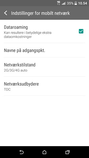 Slå Dataroaming til eller fra