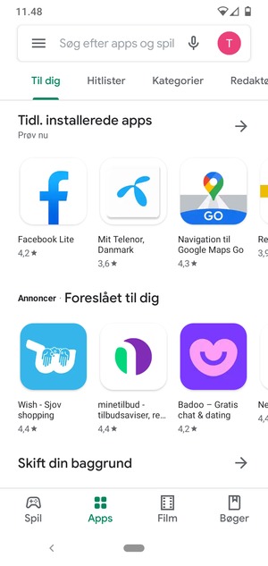 Vælg søgefeltet