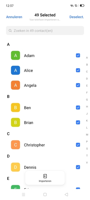 Selecteer Importeren