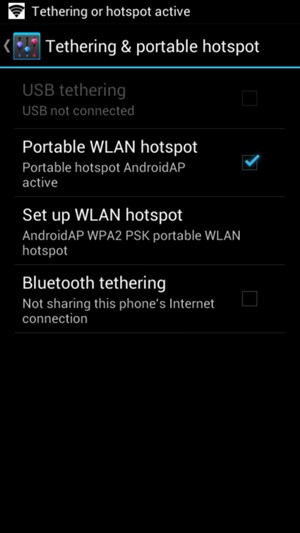 Your phone is now set up for use as a modem
