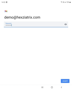 Inserisci la tua password e seleziona AVANTI
