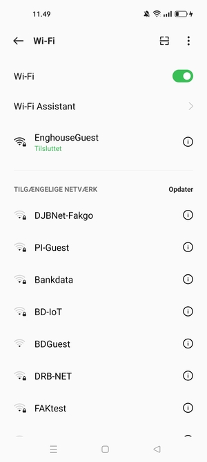 Du er nu tilsluttet Wi-Fi netværket