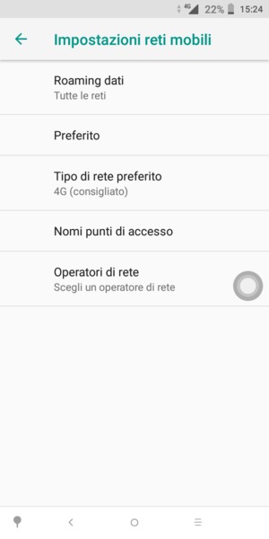 Seleziona Tipo di rete preferito