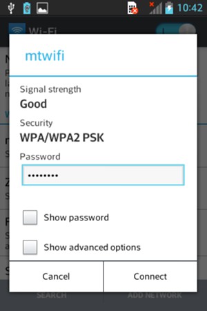 Enter the Wi-Fi password and select Connect